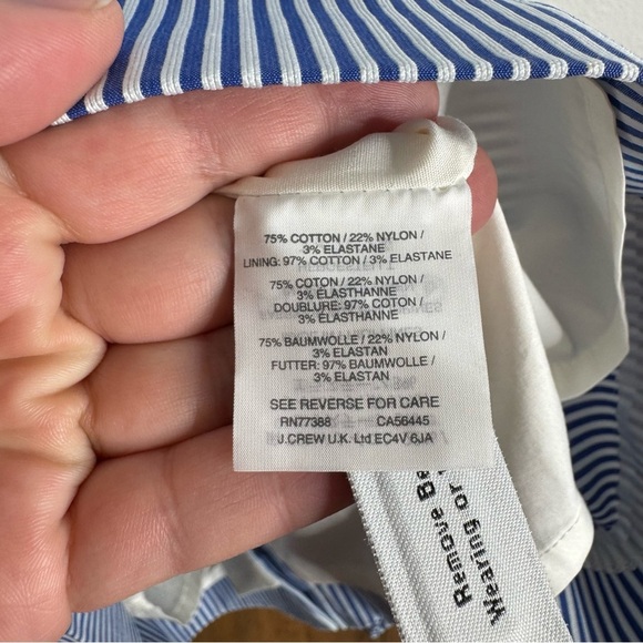 J. Crew NWT Blue Striped Rope Tie Waist V-Neck Sleeveless Dress Size 10 - Picture 6 of 7